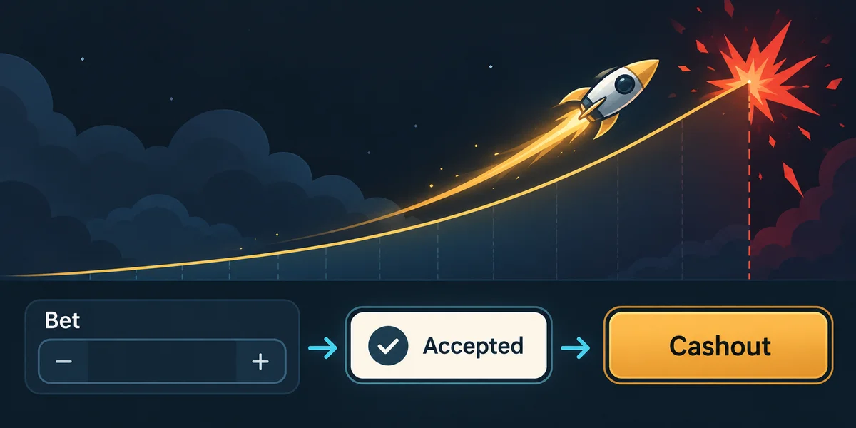 Editorial illustration: How to Play Lucky Jet: Controls, Accepted Bets and Bankroll Examples