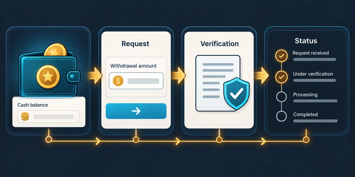 Editorial illustration: How to Withdraw Lucky Jet Winnings: Cash Balances, Requests and Verification