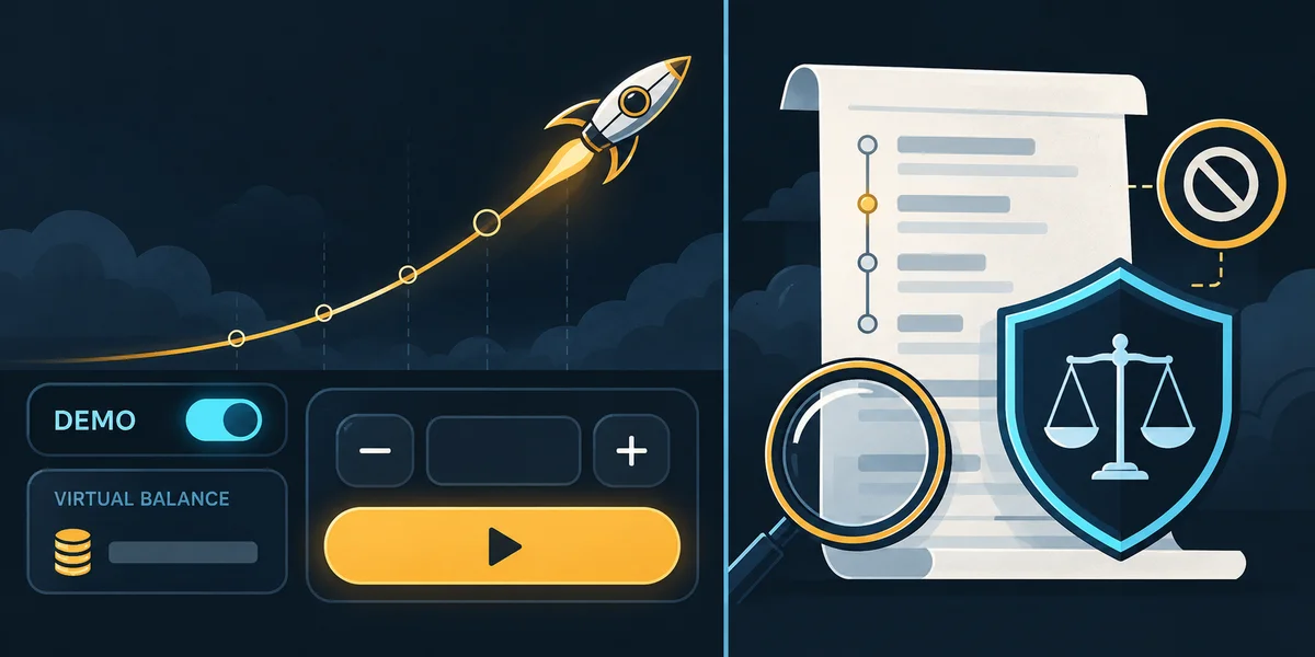 Editorial illustration: Lucky Jet Demo Guide: Controls, Virtual Balances and Evidence Limits