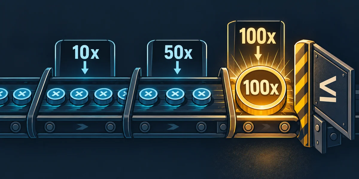Editorial illustration: 10x, 50x and 100x Frequency: Waiting Times, Synthetic Data and Full Payouts